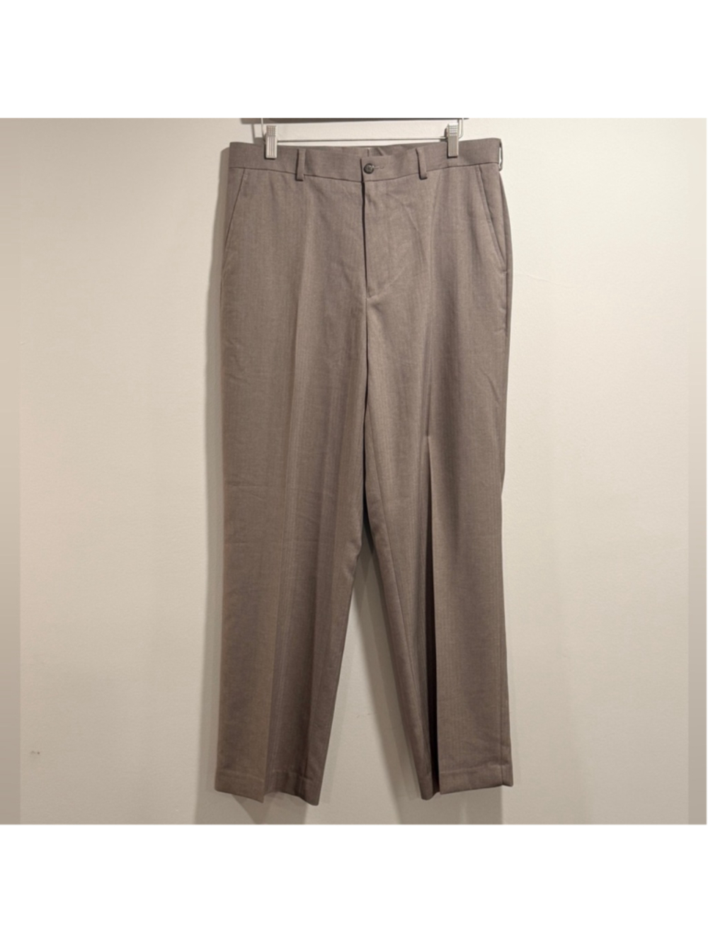 Perry Ellis Men's Heather Taupe Flat Front‎ Dress Pants Size 34x32